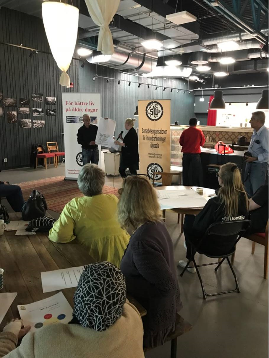 Bild från SiU möte om äldrefrågor. Per-Olof Forsblom deltar för Vänsterpartiet 2018-06-21